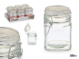 Vivalto Tarro Cristal Cuadrado Cierre Hermético 200ml Transparente 9.5x9.5x6.5 cm (Set de 24)