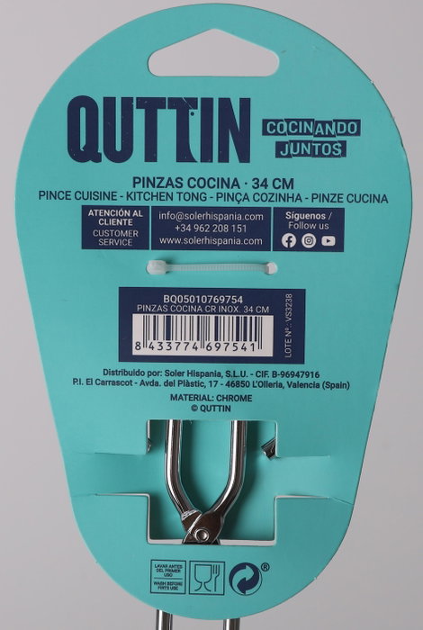 Quttin Pinzas de Cocina de Acero Inoxidable 35 cm (24 Unidades)