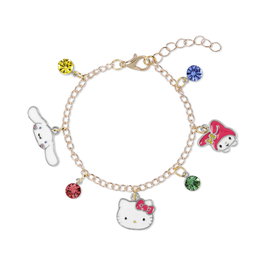 Sanrio Pulsera Charm Hello Kitty and Friends con Colgantes de My Melody y Cinnamoroll con Piedras Brillantes y Cadena Ajustable