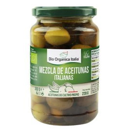 Demeter Aceitunas Mezcla Italianas 350 Gr Biodinámicas (Nocellara, Leccino, Bella di Cerignola) en Aceite de Oliva Virgen Extra