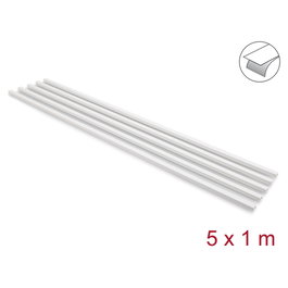 DeLOCK Pack de 5 Canaletas Autoadhesivas con Tapa Deslizante 15 x 10 mm - 1 m, Blanco