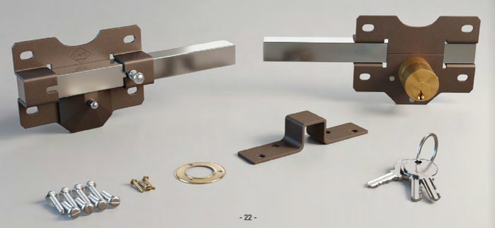 CAYS Cerrojo Modelo B2 Pintado con Llave de Serreta y Botón Interior