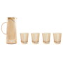 DKD Home Decor Set de Jarra de 1,25L y 5 Vasos de Borosilicato Ámbar