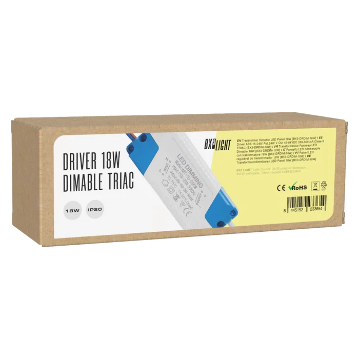 BX3 LIGHT Driver LED ABT-15-24W, 24W, salida 45-84VDC, 280-300mA, regulación TRIAC, Clase II BX3-DRDIM-18W