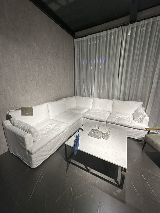 DKD Home Decor Sofá Moderno Blanco 286 x 95.5 x 57 cm Poliester y Pluma Desenfundable