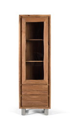 Giner y Colomer Vitrina Acacia Madera Maciza con Cristal y Cajones CAJON-18X49CM