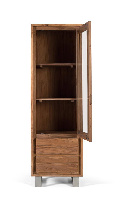 Giner y Colomer Vitrina Acacia Madera Maciza con Cristal y Cajones CAJON-18X49CM
