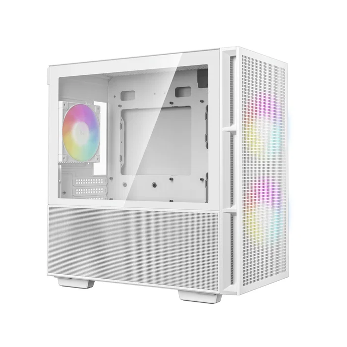 DeepCool CH360 Torre para PC Blanco, Caja micro-ATX / Mini-ITX con Ventana Lateral, 3 Ventiladores ARGB Preinstalados, Compatible con Fuente ATX
