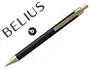 Belius Boligrafo Potsdam Negro y Dorado Cuerpo Fibra Carbon Tinta Gel Azul en Estuche
