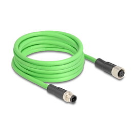 DeLOCK Cable M12 codificado D 4 pines macho a hembra PUR (TPU) 5 m