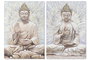 DKD Home Decor Cuadro Oriental Buda Marron Beige Lienzo MDF 100 x 70 x 3 cm (2 Unidades)