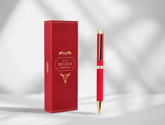 Belius Wild West Boligrafo Aluminio Granate Dorado Tinta Azul Caja de Diseño