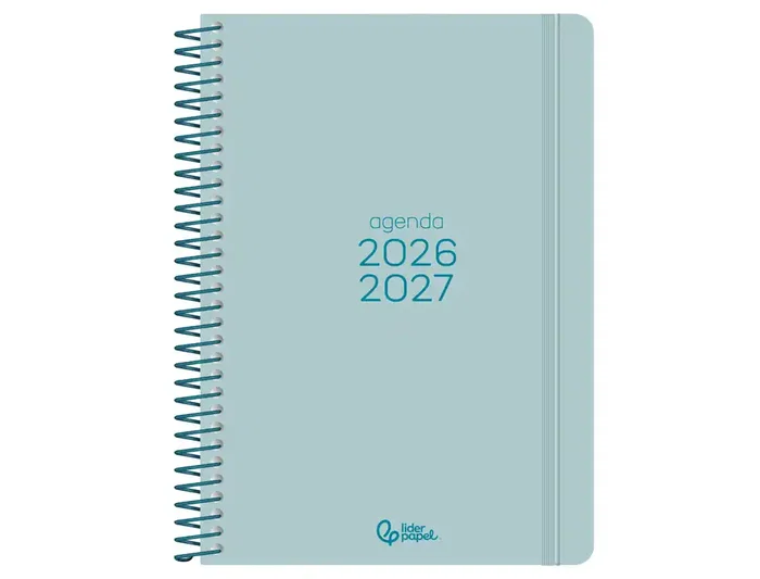 Liderpapel Agenda Escolar 2026-2027 Bilingüe A5 Espiral Basic Semana Vista Color Morado, Papel FSC 70g, Con Calendario y Horario