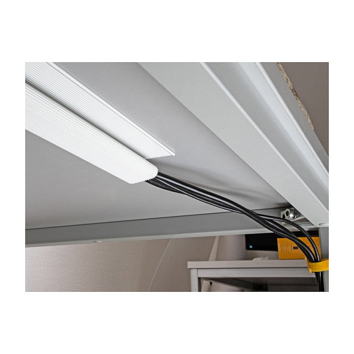 DeLOCK Canaleta Cable PVC 63x28 mm, Largo 400 mm, 2 Piezas Blanco, para Montaje Bajo Mesa