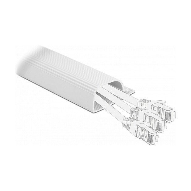 DeLOCK Canaleta Cable PVC 63x28 mm, Largo 400 mm, 2 Piezas Blanco, para Montaje Bajo Mesa