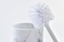 DKD Home Decor Escobillero de Resina y Caucho con Acabado Mármol Blanco y Natural 10,3x10,3x38 cm
