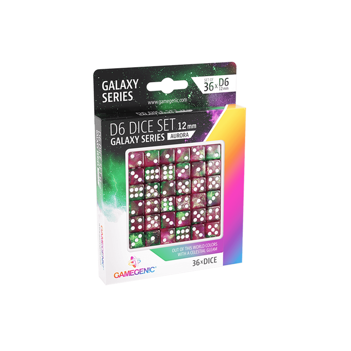 Gamegenic D6 Dice Set 12 mm (36 uds) Dados Acrílicos Galaxy Series con Purpurina Bordes Redondeados Gamegenic D6 Dice Set 12 mm (36 uds) Dados Acrílicos Galaxy Series con Purpurina Bordes Redondeados