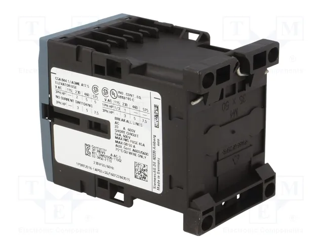 Siemens 3RT20161AP02 Contactor AC-3 4kW/400V 230VAC 3p S00