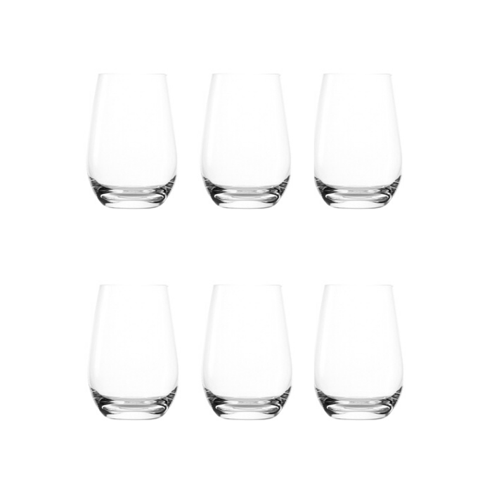 Summa Vaso Transparente de Cristal, 47 cl, 120 mm de Alto, Borde Fino (Set de 6)