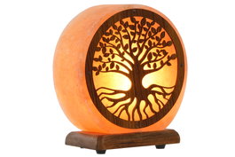 DKD Home Decor Lámpara de Sobremesa Sal del Himalaya Árabe 'Árbol de la Vida', Acabado Natural Marrón/Rosa, con Bombilla E14 Incluida, 7x18x16 cm