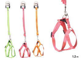 Mascow Correa para Mascota Reflectante 1,2 m Arnés Pequeño Surtidos Naranja Rosa Verde (Set de 24)