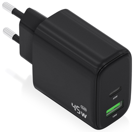 Aisens Cargador GaN 45W con USB-C y USB-A, Negro A110-0972