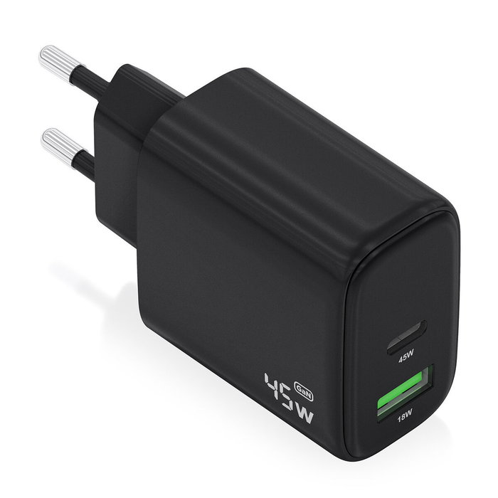Aisens Cargador GaN 45W USB-C y USB-A Negro A110-0972 Aisens Cargador GaN 45W USB-C y USB-A Negro A110-0972