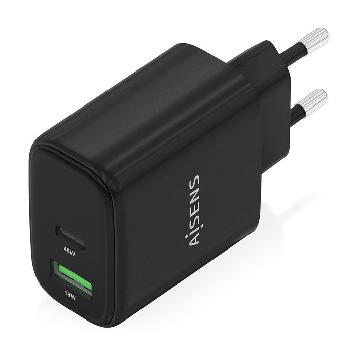 Aisens Cargador GaN 45W USB-C y USB-A Negro A110-0972 Aisens Cargador GaN 45W USB-C y USB-A Negro A110-0972