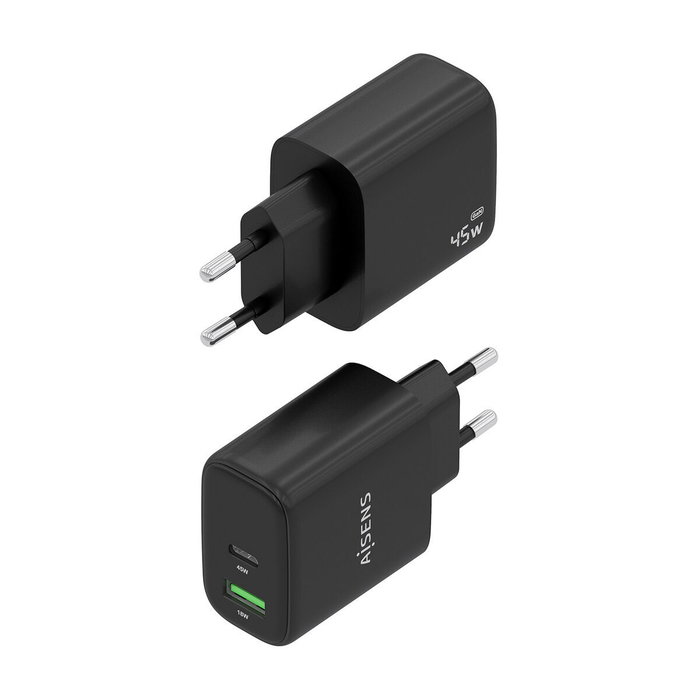 Aisens Cargador GaN 45W USB-C y USB-A Negro A110-0972 Aisens Cargador GaN 45W USB-C y USB-A Negro A110-0972