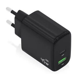 Aisens Cargador GaN 45W USB-C y USB-A Negro A110-0972