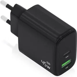 Aisens Cargador Pared GaN A110-0972 45W USB Tipo-C PD3.0 QC4.0 USB-A QC3.0 Negro