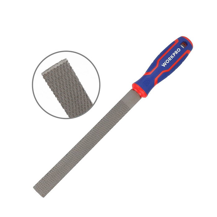 Workpro Juego de 3 Escofinas 200 mm para Limar y Pulir Madera Mango Antideslizante Acero Tratado