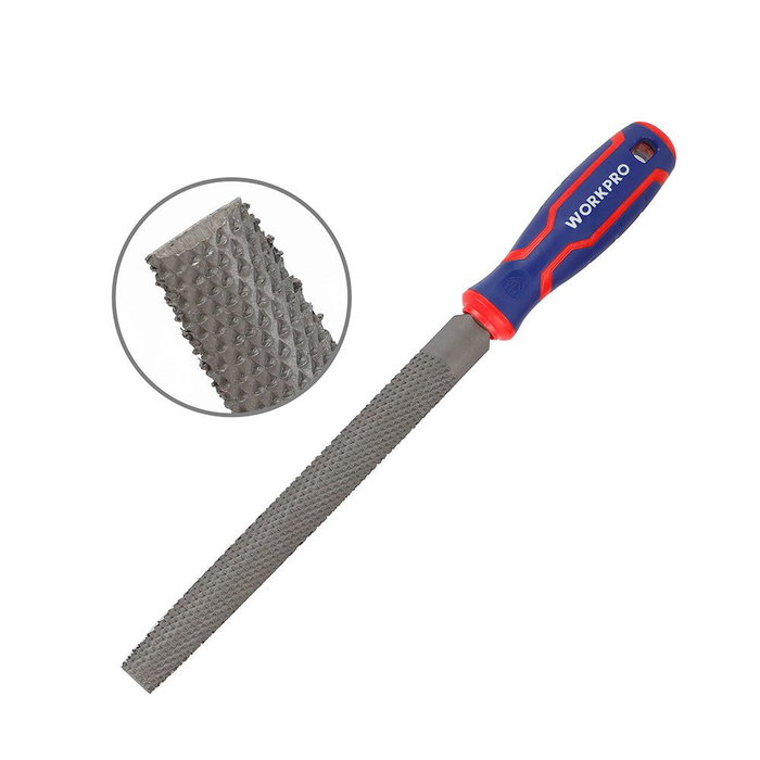 Workpro Juego de 3 Escofinas 200 mm para Limar y Pulir Madera Mango Antideslizante Acero Tratado