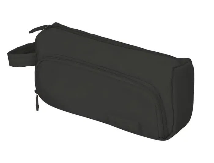 Liderpapel Minibag - Estuche Portatodo con 2 Cremalleras y Bolsillo Interior, 21 x 10 x 7 cm, Surtido de Colores (Negro, Rosa, Azul, Verde Pastel)