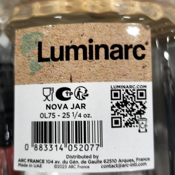 Luminarc Tarro de Cristal con Tapa de Bambú NOVA JAR 0,75L