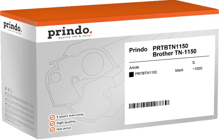 Prindo Classic Tóner Negro Compatible con Brother TN-1150 (1.000 páginas) Prindo Classic Tóner Negro Compatible con Brother TN-1150 (1.000 páginas)