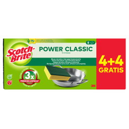 SCOTCH-BRITE® Estropajo Fibra Verde y Esponja Power Classic Laminado (4+4 unidades)