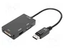 DIGITUS Convertidor DisplayPort a HDMI, DVI y VGA, 0,2m, Negro