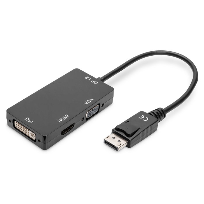 DIGITUS Convertidor DisplayPort a HDMI, DVI y VGA, 0,2m, Negro DIGITUS Convertidor DisplayPort a HDMI, DVI y VGA, 0,2m, Negro