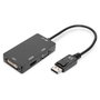DIGITUS Convertidor DisplayPort a HDMI, DVI y VGA, 0,2m, Negro