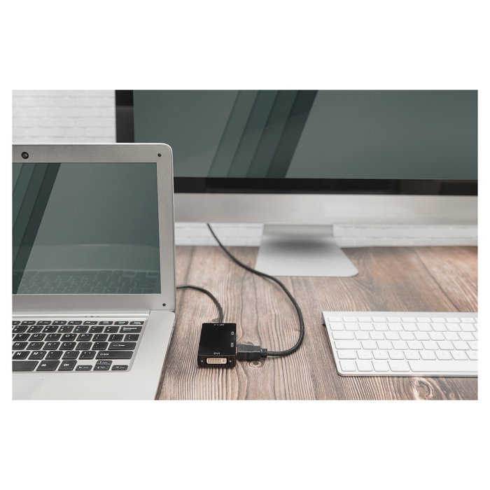 DIGITUS Convertidor DisplayPort a HDMI, DVI y VGA, 0,2m, Negro DIGITUS Convertidor DisplayPort a HDMI, DVI y VGA, 0,2m, Negro