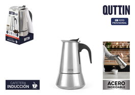 Inde Cafetera 2 Servicios Acero Inoxidable 9.4 x 11.4 x 14.3 cm para Placas de Inducción Quttin (6 Unidades)