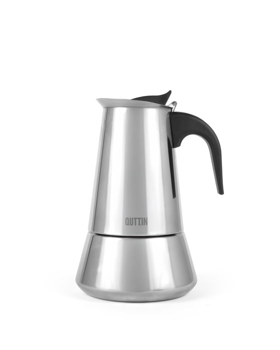 Inde Cafetera 2 Servicios Acero Inoxidable 9.4 x 11.4 x 14.3 cm para Placas de Inducción Quttin (6 Unidades)