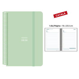Agenda Anual (2026) Senfort Catalan Pastel Espiral Tapa Pp Con Goma 160X235 D/P Verd