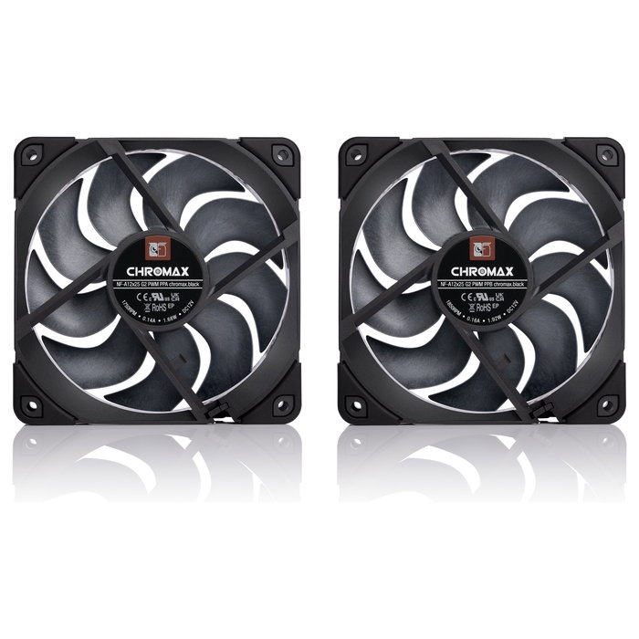 NOCTUA NF-A12x25 G2 PWM Sx2-PP chromax.black de 12 cm, Pack de 2 NOCTUA NF-A12x25 G2 PWM Sx2-PP chromax.black de 12 cm, Pack de 2