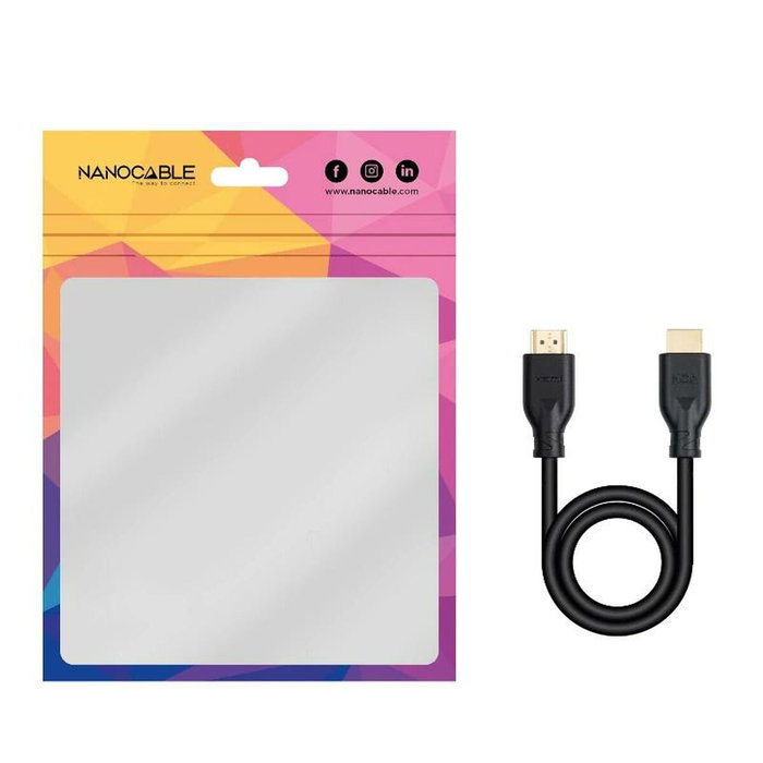 Nanocable Cable HDMI V2.0 4K@60Hz 18Gbps CCS 0,5 m Negro