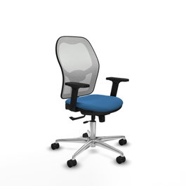 PIQUERAS Y CRESPO Silla de oficina Jorquera con mecanismo Sincro/Traslack, Azul claro y Blanco