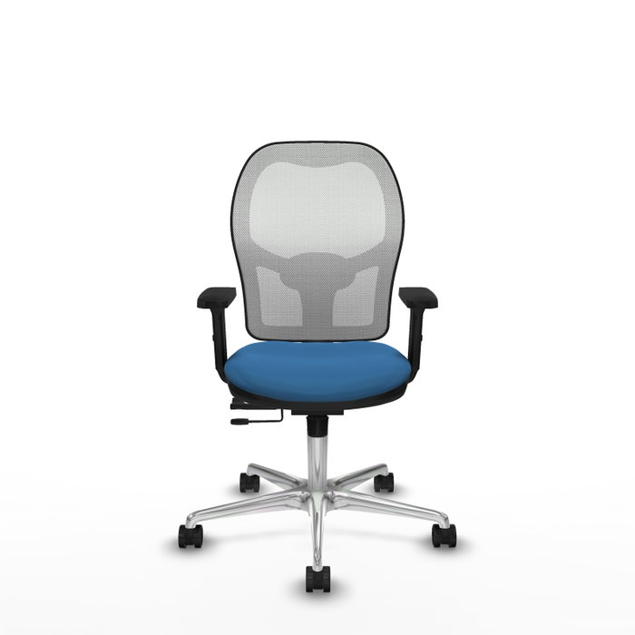 PIQUERAS Y CRESPO Silla de oficina Jorquera con mecanismo Sincro/Traslack, Azul claro y Blanco