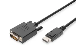 Digitus Adaptador DisplayPort a DVI-D Macho/Macho, Cable 3m, Versión 1.1a, Compatible 8K, Negro, Chapado en Níquel
