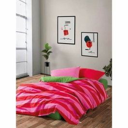 Aucune Juego de cama Rosa 100% algodón con funda nórdica y 2 fundas de almohada